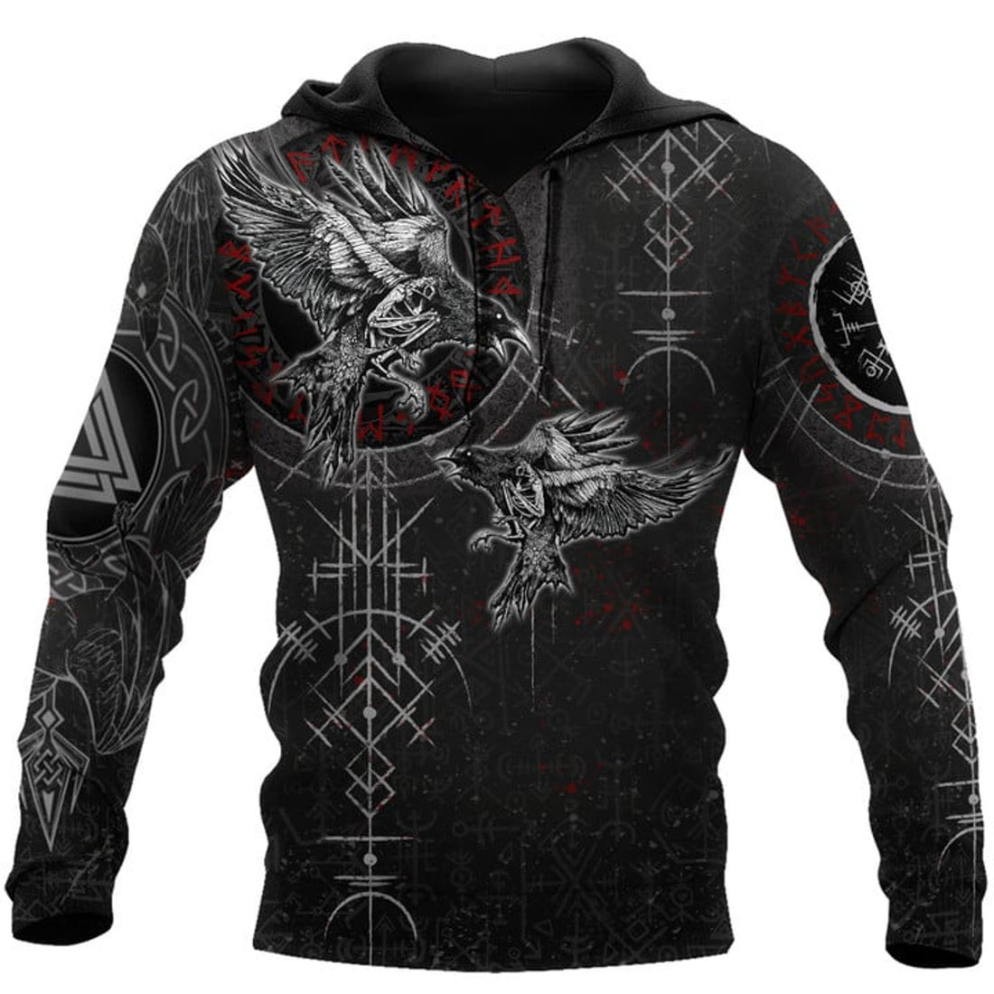 FUNSTUFFPRINT Viking Huginn and Muninn Raven 3D Hoodie and Zip Hoodie