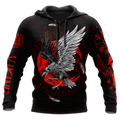 FUNSTUFFPRINT Viking Raven Red Moon Circle 3D Hoodie and Zip Hoodie