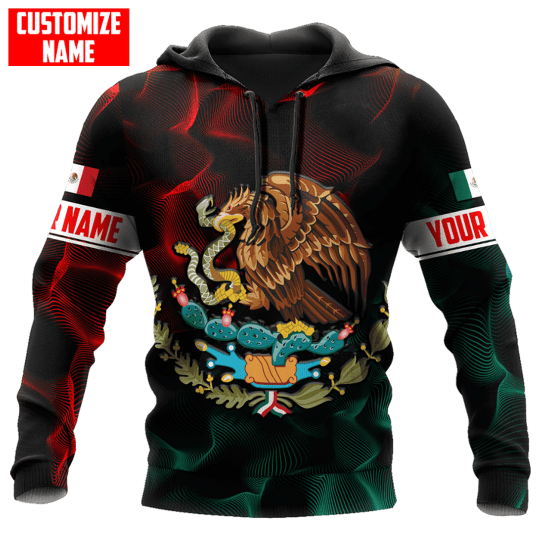 FUNSTUFFPRINT Personalized Mexico Lightning 3D Hoodie and Zip Hoodie
