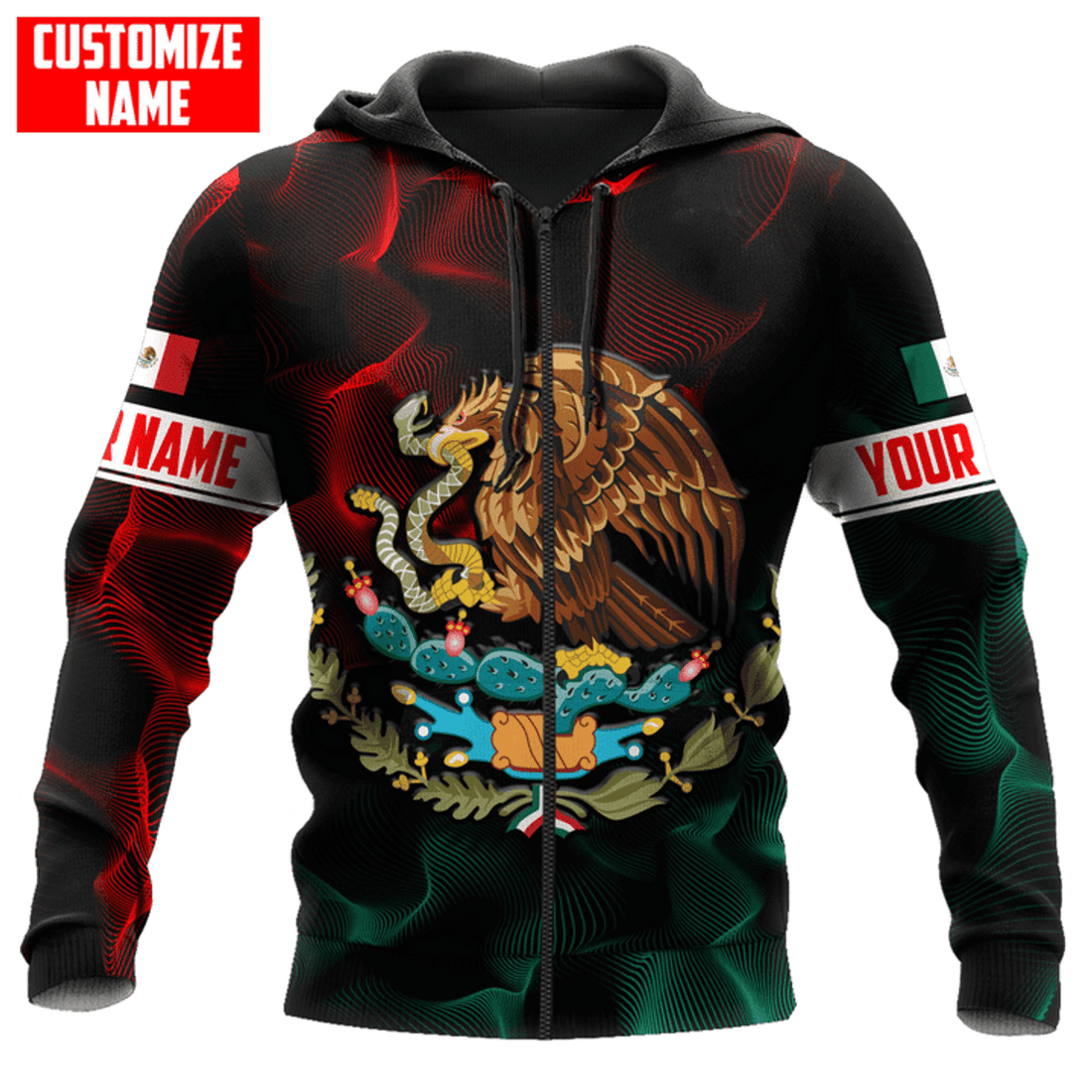 FUNSTUFFPRINT Personalized Mexico Lightning 3D Hoodie and Zip Hoodie