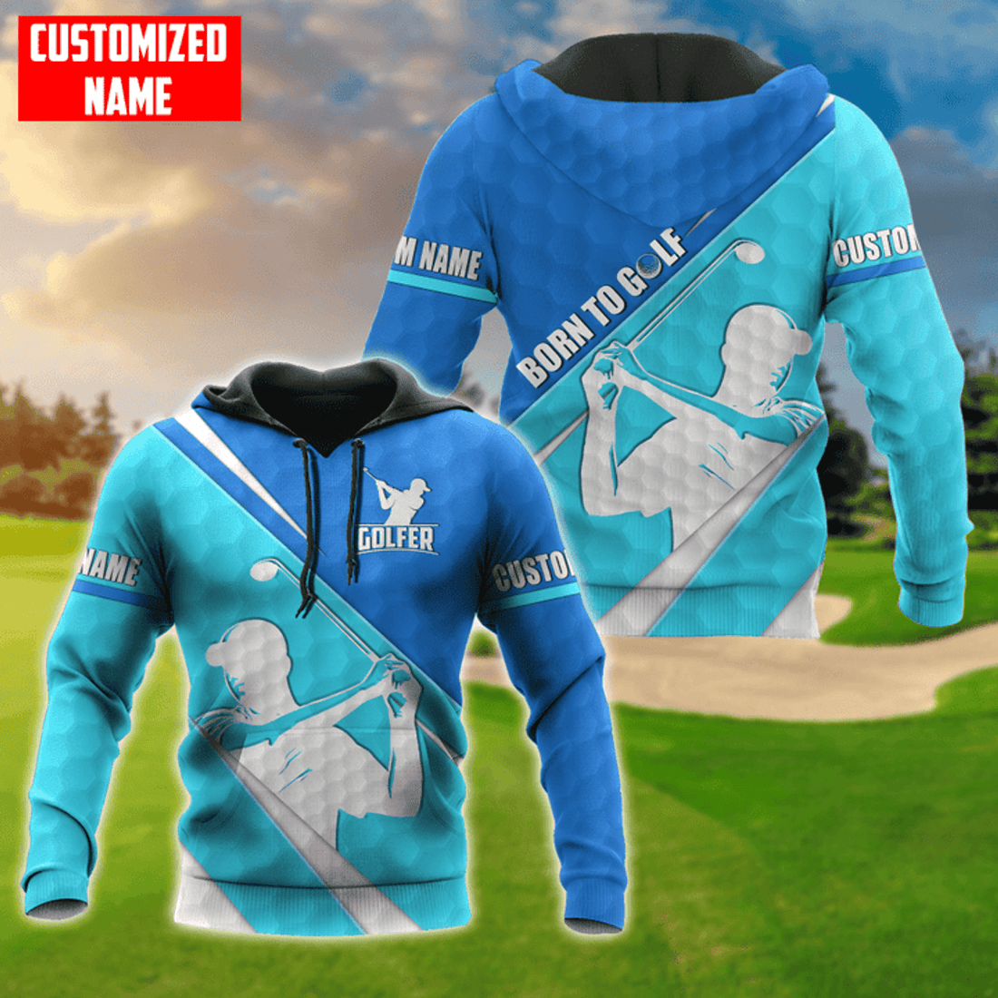 FUNSTUFFPRINT Personalized Golf Born To Golf 3D Hoodie and Zip Hoodie
