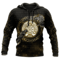 FUNSTUFFPRINT Viking Raven Tree Of Life Moon Gold 3D Hoodie and Zip Hoodie