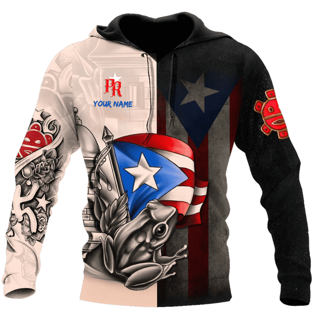 FUNSTUFFPRINT Personalized Puerto Rico Line 3D Hoodie and Zip Hoodie