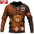 FUNSTUFFPRINT Personalized I Love Teddy Bear All Over Printed Combo Hoodie And Sweatpant 3D Hoodie and Zip Hoodie
