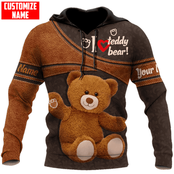 FUNSTUFFPRINT Personalized I Love Teddy Bear All Over Printed Combo Hoodie And Sweatpant 3D Hoodie and Zip Hoodie