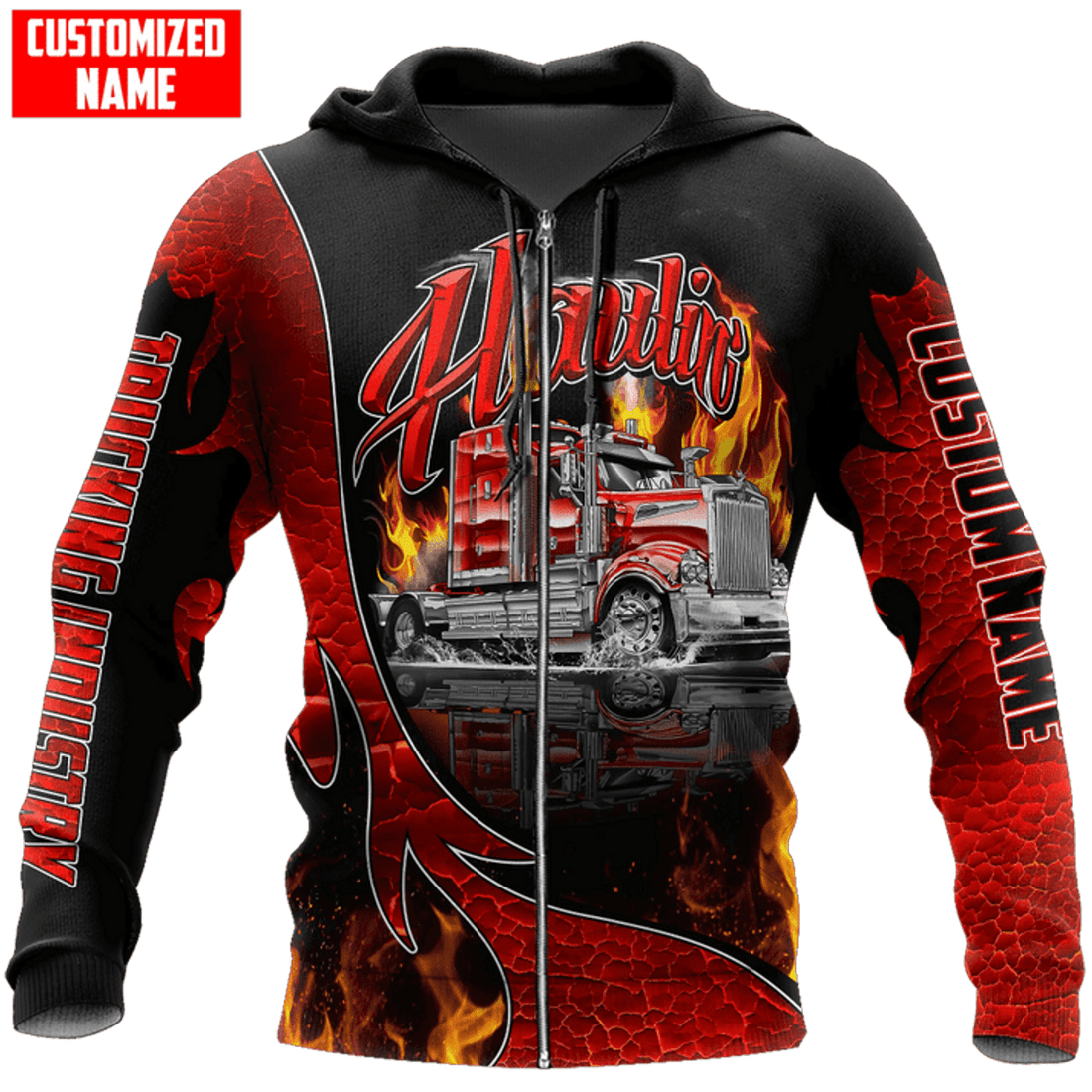 FUNSTUFFPRINT Customize Name Hauling Trucking Industry 3D Hoodie and Zip Hoodie