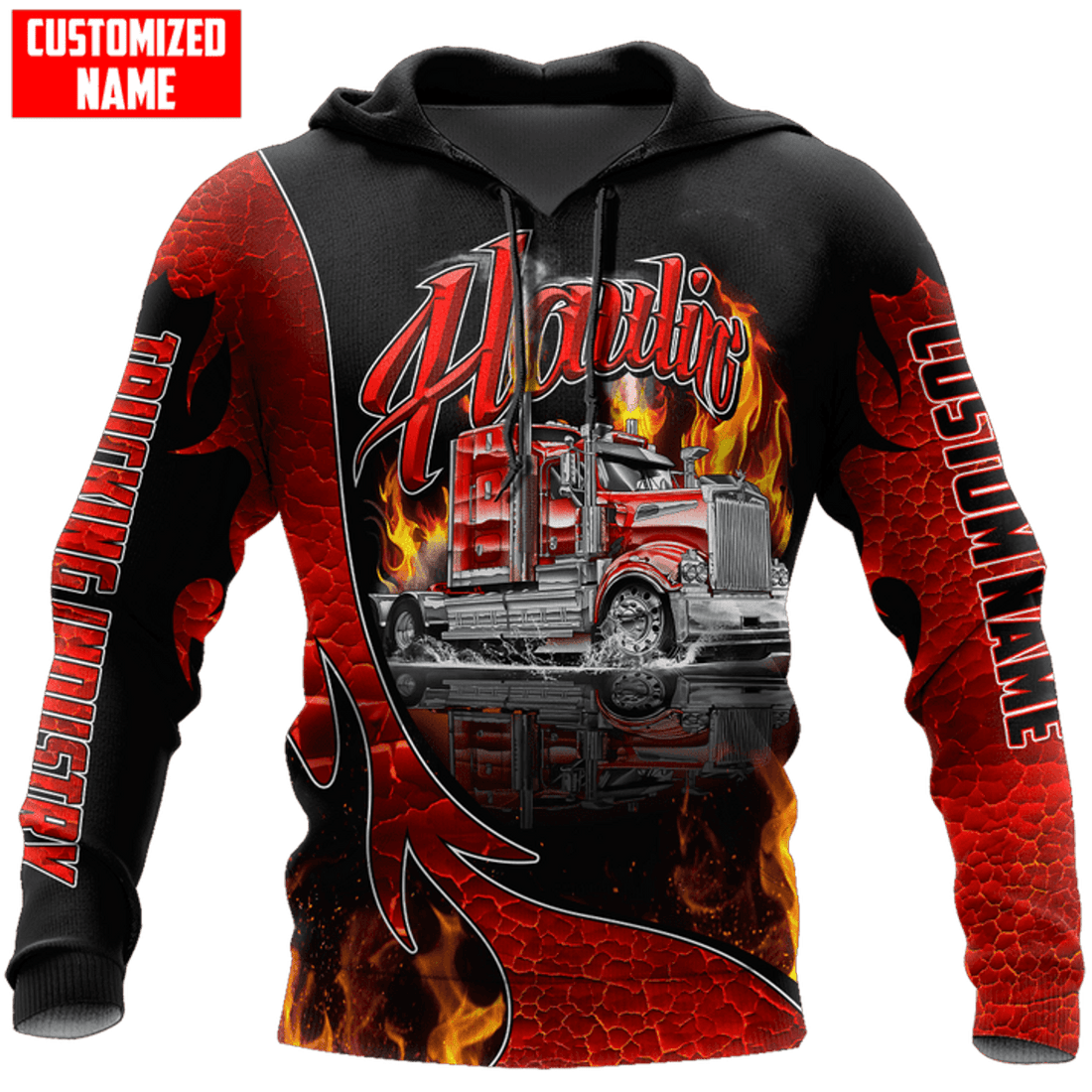 FUNSTUFFPRINT Customize Name Hauling Trucking Industry 3D Hoodie and Zip Hoodie