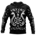 FUNSTUFFPRINT Viking Victory or Valhalla Tattoo Black 3D Hoodie and Zip Hoodie