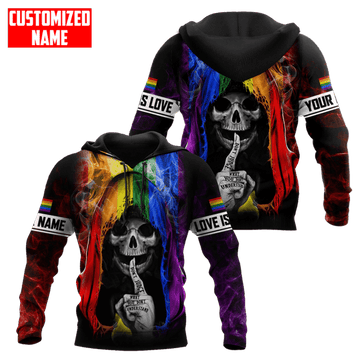 FUNSTUFFPRINT Personalized LGBT Skull Don't Judge What You Don't Understand PRIDE 3D Hoodie and Zip Hoodie