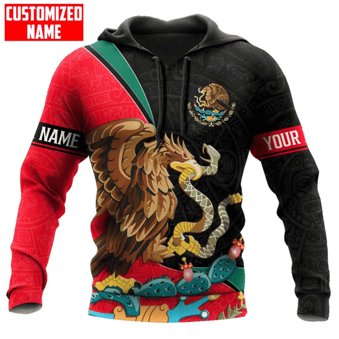 FUNSTUFFPRINT Customized Name Mexican 3D Hoodie and Zip Hoodie