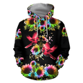 FUNSTUFFPRINT Cardinal Rainbow Sunflower 3D Hoodie and Zip Hoodie