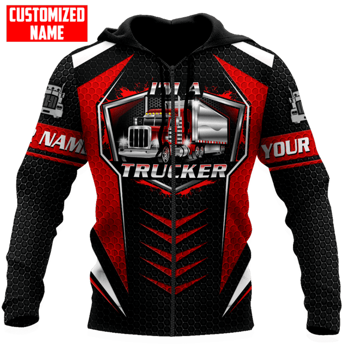 FUNSTUFFPRINT Customized Name Fast And Safe Trucker All D Over Printed Unisex 3D Hoodie and Zip Hoodie