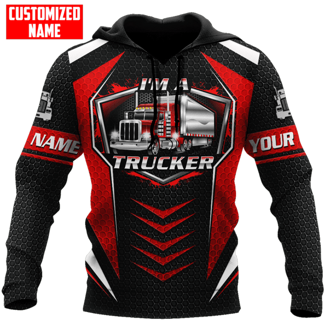 FUNSTUFFPRINT Customized Name Fast And Safe Trucker All D Over Printed Unisex 3D Hoodie and Zip Hoodie