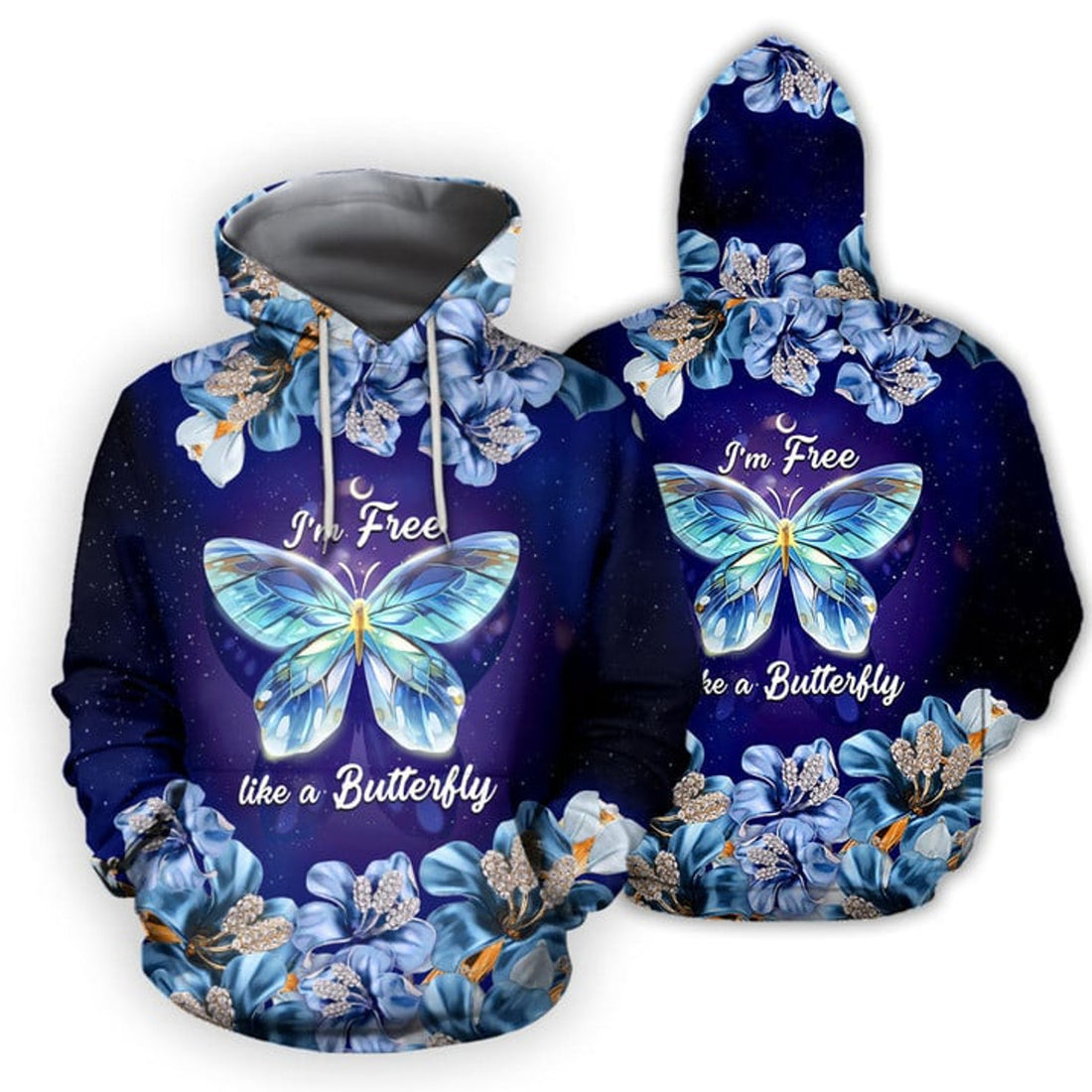 FUNSTUFFPRINT Butterfly AOP Self Proud 3D Hoodie and Zip Hoodie