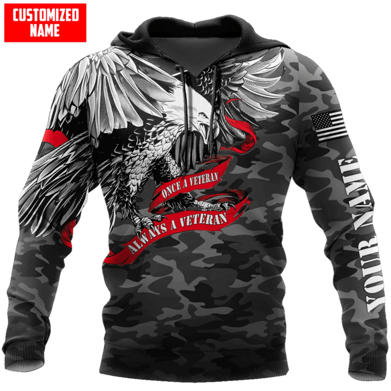 FUNSTUFFPRINT - Veteran Once A Veteran Always A Veteran Printed 3D Hoodie and Zip Hoodie