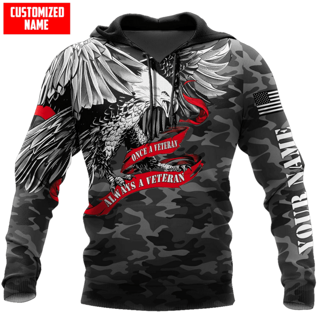 FUNSTUFFPRINT - Veteran Once A Veteran Always A Veteran Printed 3D Hoodie and Zip Hoodie