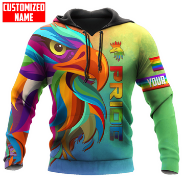 FUNSTUFFPRINT Personalized LGBT Eagle Color PRIDE 2022 LGBTQ Flag 3D Hoodie and Zip Hoodie