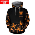 FUNSTUFFPRINT Customized Name Butterfly All Over Printed 3D Hoodie and Zip Hoodie