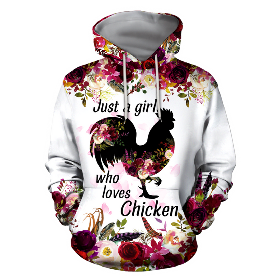 FUNSTUFFPRINT Rooster Just A Girl Who Love Chickens 3D Hoodie and Zip Hoodie