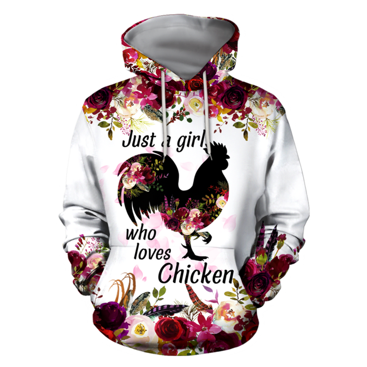 FUNSTUFFPRINT Rooster Just A Girl Who Love Chickens 3D Hoodie and Zip Hoodie