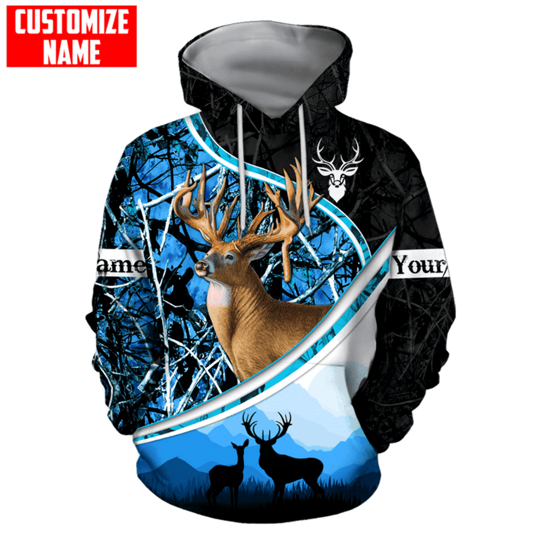 FUNSTUFFPRINT Customized Name Hunting All Over Printed 3D Hoodie and Zip Hoodie