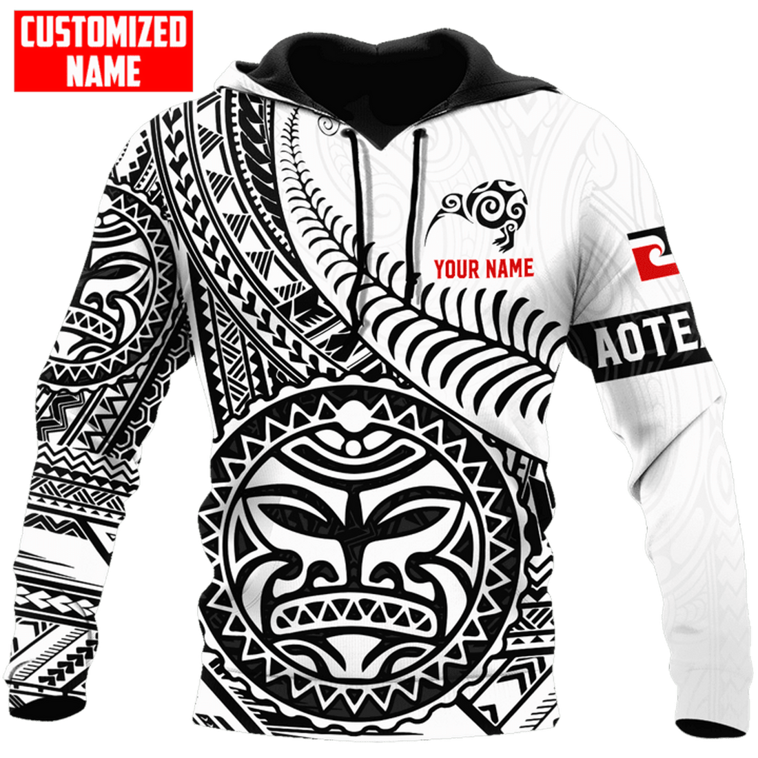FUNSTUFFPRINT Personalized New Zealand Maori Aotearoa Sun Tattoo Kiwi 3D Hoodie and Zip Hoodie