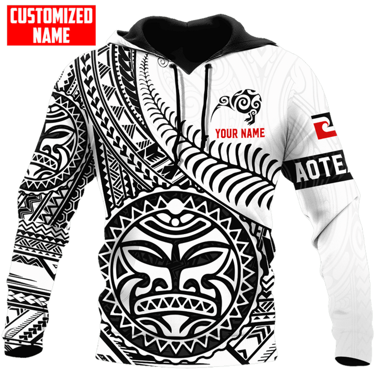 FUNSTUFFPRINT Personalized New Zealand Maori Aotearoa Sun Tattoo Kiwi 3D Hoodie and Zip Hoodie
