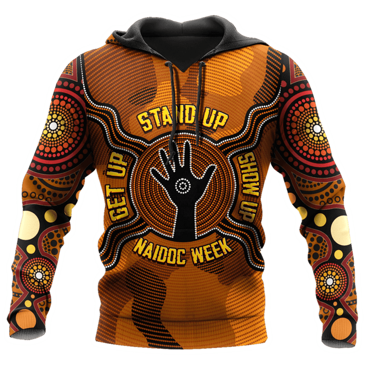 FUNSTUFFPRINT Aboriginal Naidoc Week Hand Land Get Up Stand Up Show Up 3D Hoodie and Zip Hoodie
