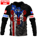 FUNSTUFFPRINT Personalized Puerto Rico Sun Taino Tattoo Flag Unisex 3D Hoodie and Zip Hoodie