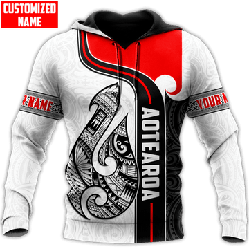 FUNSTUFFPRINT Personalized New Zealand Aotearoa Maori Fish Hook 3D Hoodie and Zip Hoodie