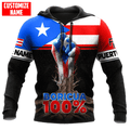 FUNSTUFFPRINT Personalized Puerto Rico Boricua 3D Hoodie and Zip Hoodie