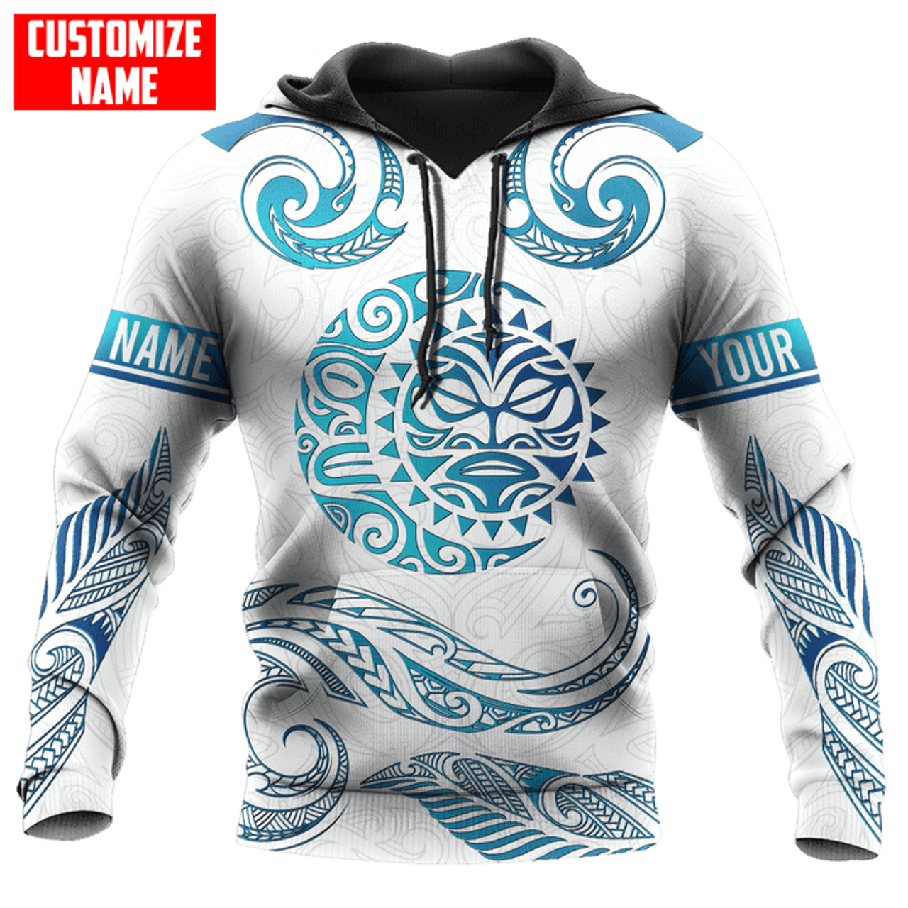 FUNSTUFFPRINT Personalized New Zealand Aotearoa Fern Tattoo Sun Moon Maori 3D Hoodie and Zip Hoodie