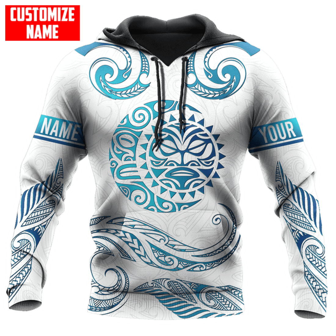FUNSTUFFPRINT Personalized New Zealand Aotearoa Fern Tattoo Sun Moon Maori 3D Hoodie and Zip Hoodie