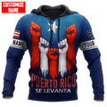 FUNSTUFFPRINT Personalized Puerto Rico Se Levanta Hand Flag Unisex 3D Hoodie and Zip Hoodie