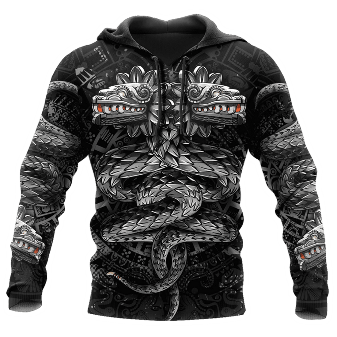 FUNSTUFFPRINT Aztec Mexican Snake God Quetzalcoatl Unisex 3D Hoodie and Zip Hoodie
