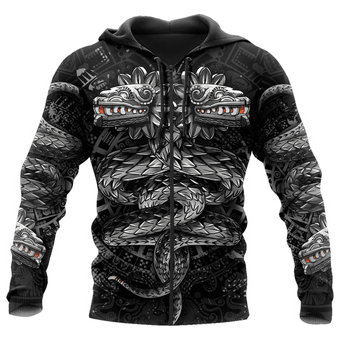 FUNSTUFFPRINT Aztec Mexican Snake God Quetzalcoatl Unisex 3D Hoodie and Zip Hoodie