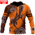 FUNSTUFFPRINT Personalized Aboriginal Lizard Brown Orange Dot Pattern Unisex 3D Hoodie and Zip Hoodie