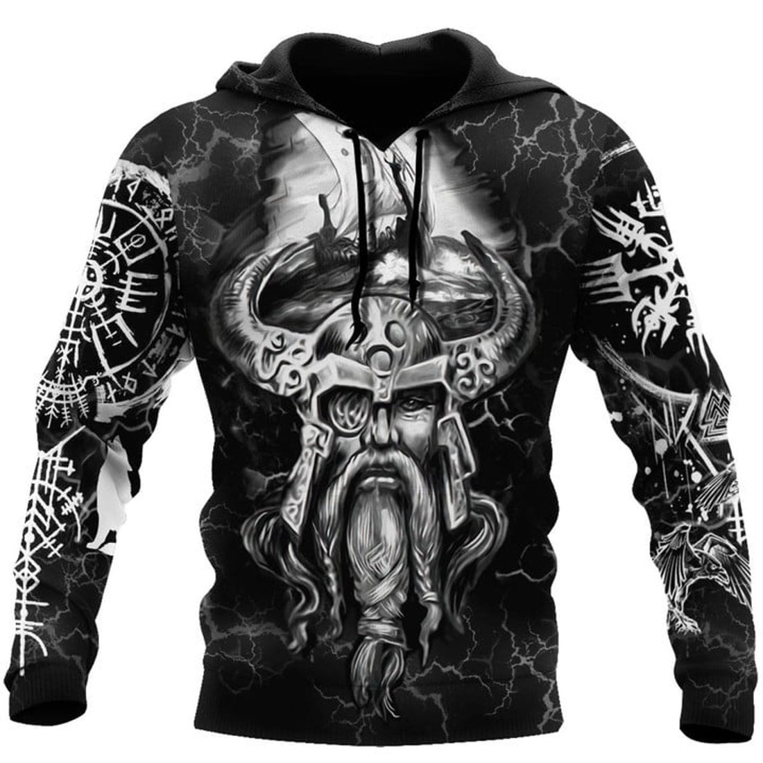 FUNSTUFFPRINT Vikings Hoodie - Odin 3D Hoodie and Zip Hoodie