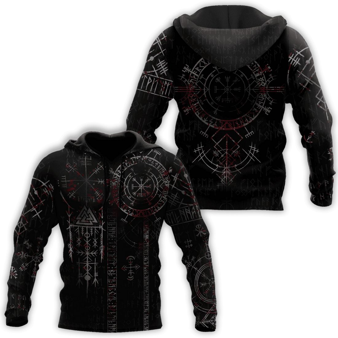 FUNSTUFFPRINT All Over Printed Viking Tattoo 3D Hoodie and Zip Hoodie