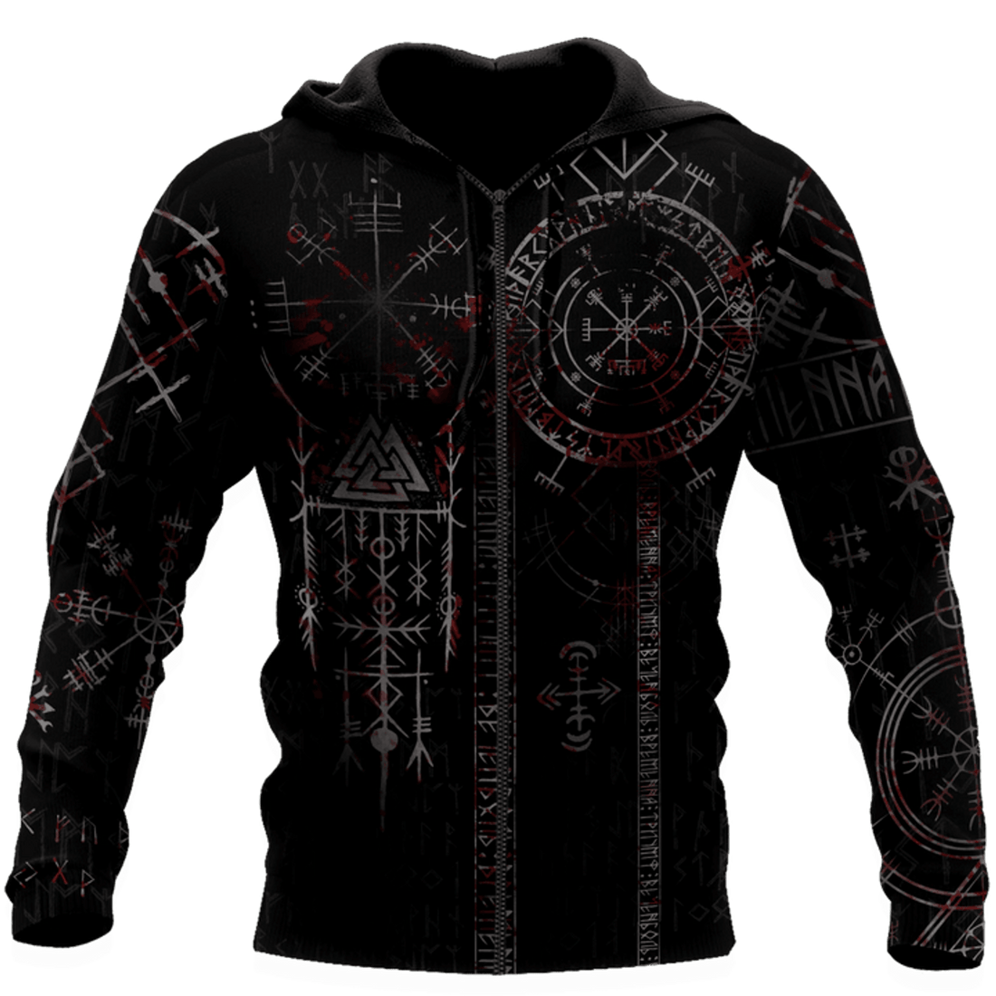 FUNSTUFFPRINT All Over Printed Viking Tattoo 3D Hoodie and Zip Hoodie