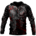FUNSTUFFPRINT Vikings Huginn and Muninn Raven Smoke 3D Hoodie and Zip Hoodie