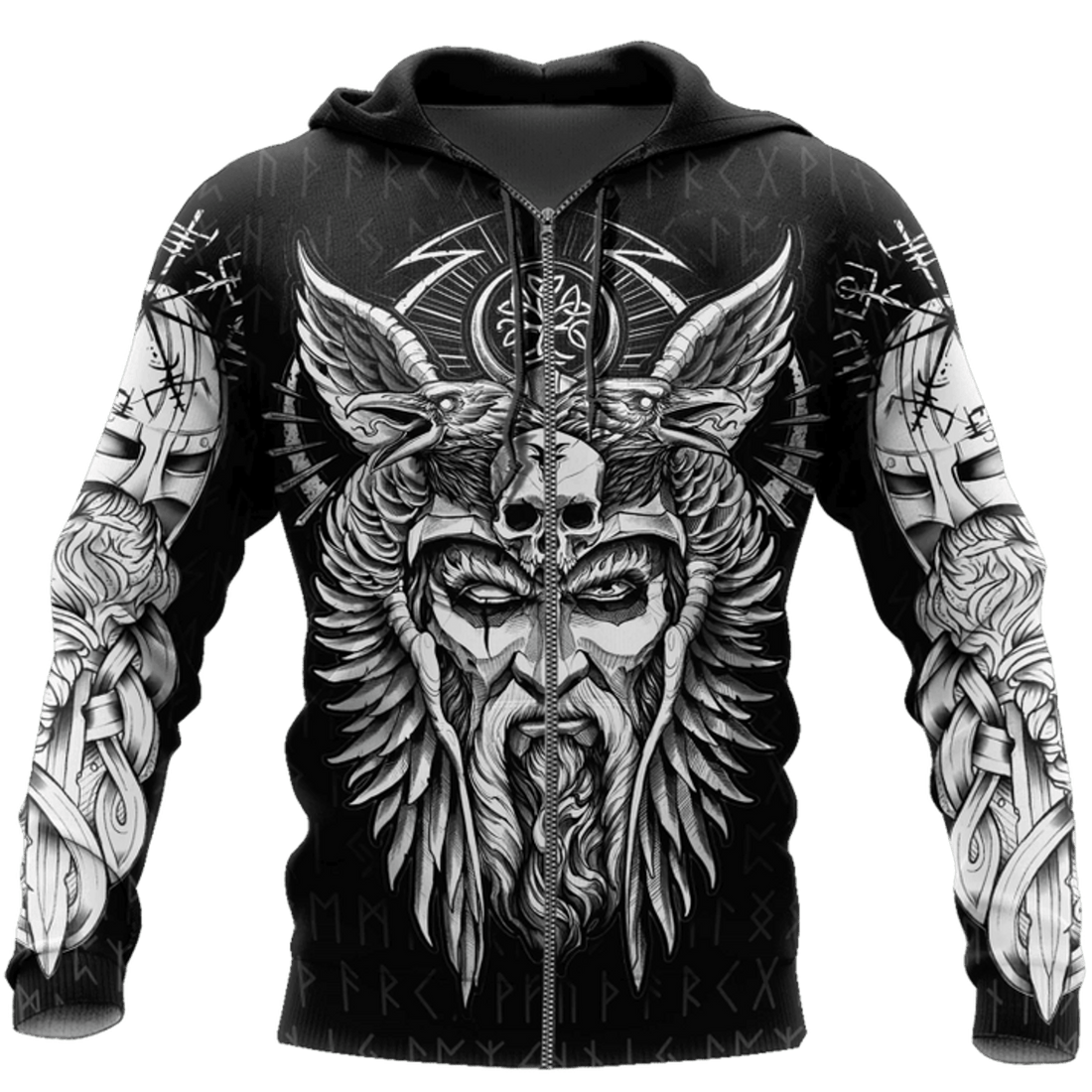 FUNSTUFFPRINT Odin Viking Warrior 3D Hoodie and Zip Hoodie