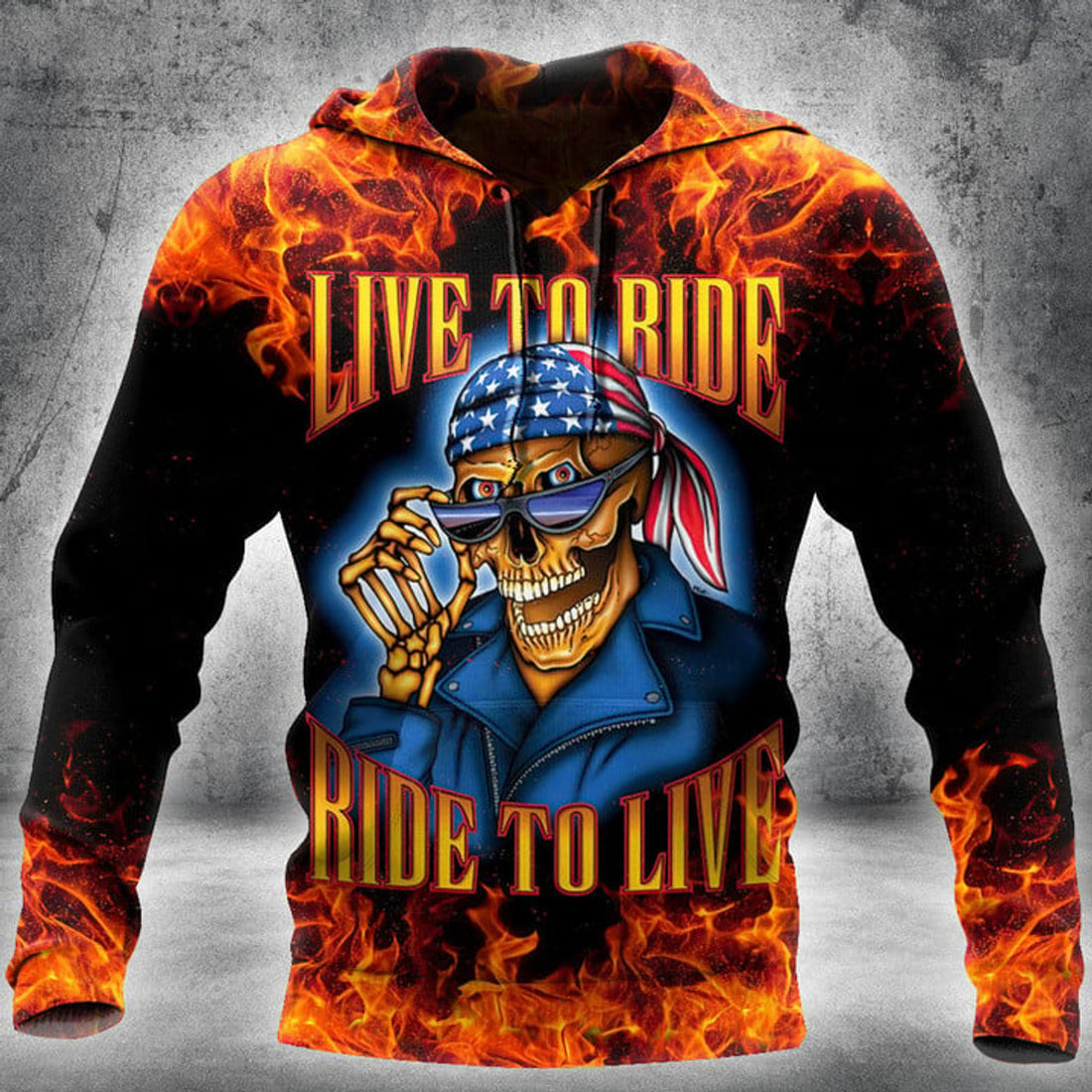 FUNSTUFFPRINT American Skull Rider 3D Hoodie and Zip Hoodie