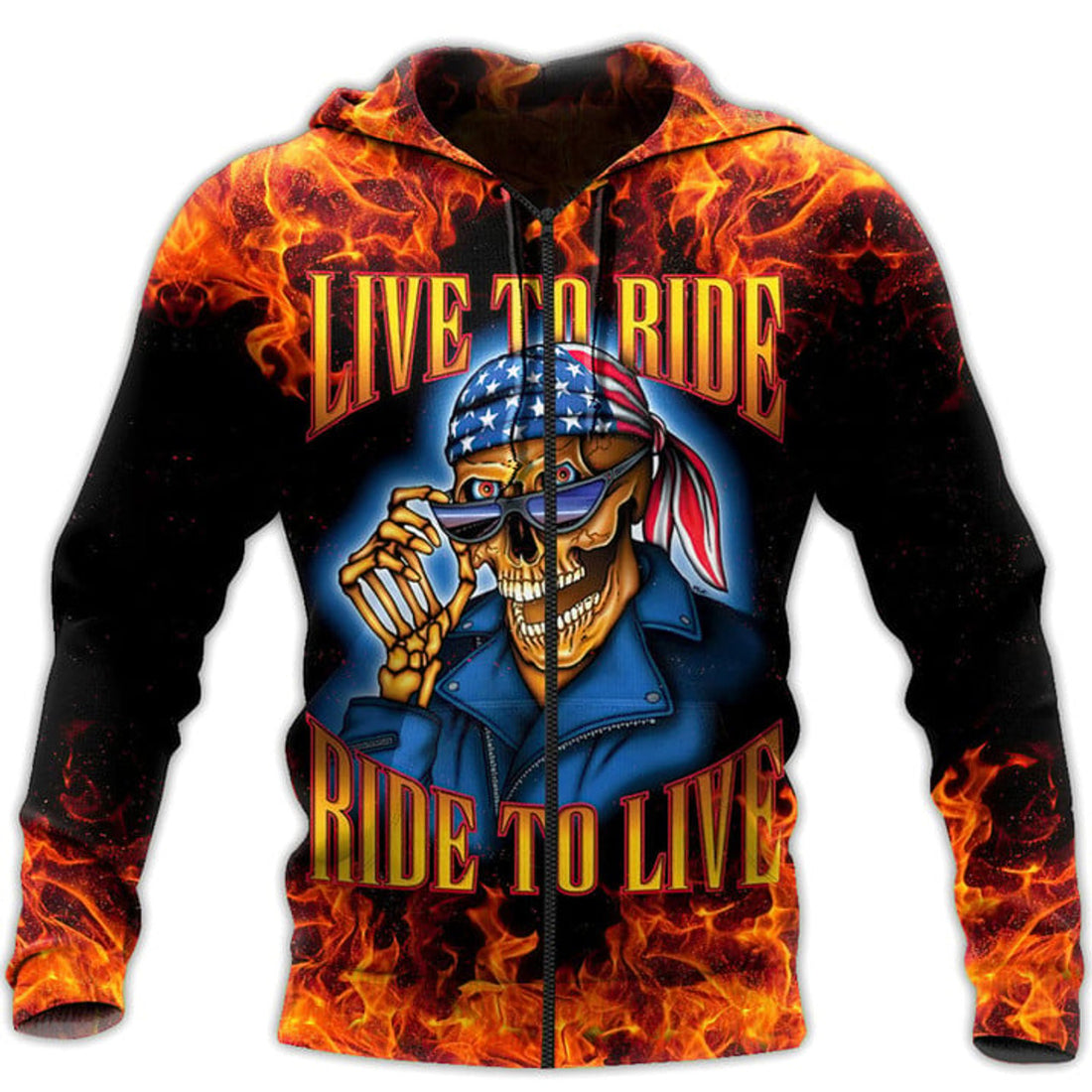 FUNSTUFFPRINT American Skull Rider 3D Hoodie and Zip Hoodie