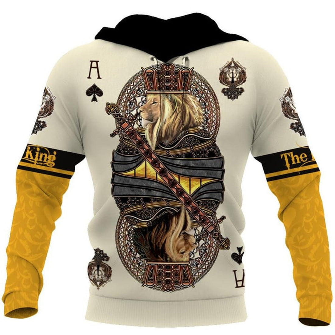 FUNSTUFFPRINT Yellow Ace Spade Lion King Poker 3D Hoodie and Zip Hoodie