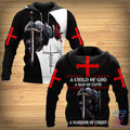 FUNSTUFFPRINT CHILD OF GOD A MAN OF FAITH A WARRIOR OF CHRIST KNIGHT CHRISTIAN 3D Hoodie and Zip Hoodie