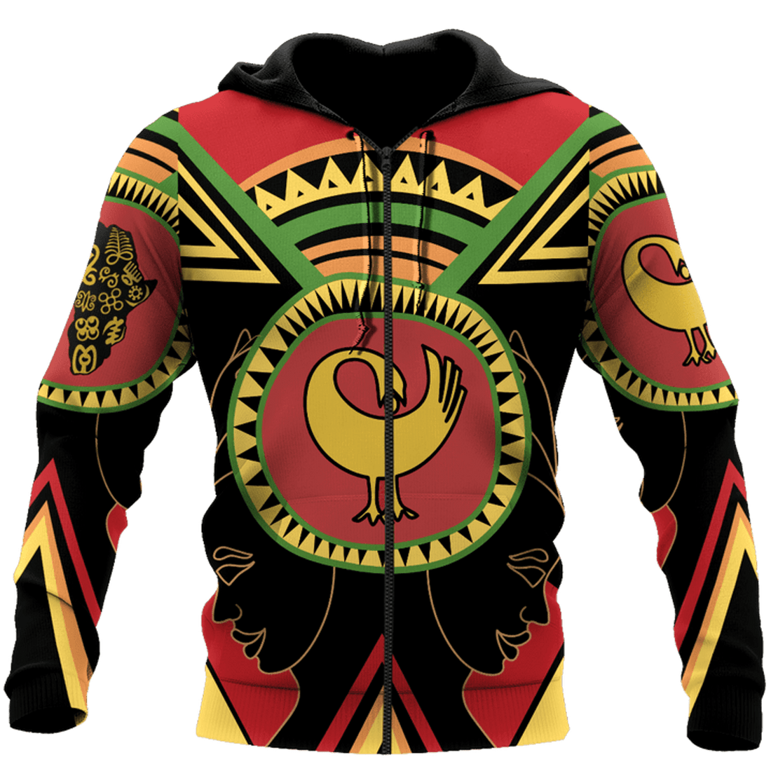 FUNSTUFFPRINT African Adinkra Sankofa 3D Hoodie and Zip Hoodie