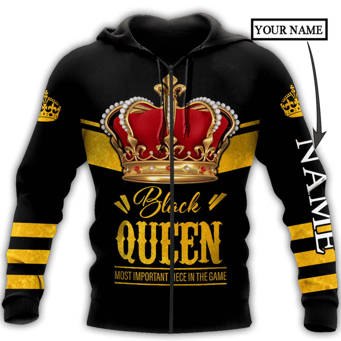 FUNSTUFFPRINT African Culture Custom Name Black Queen Unisex 3D Hoodie and Zip Hoodie