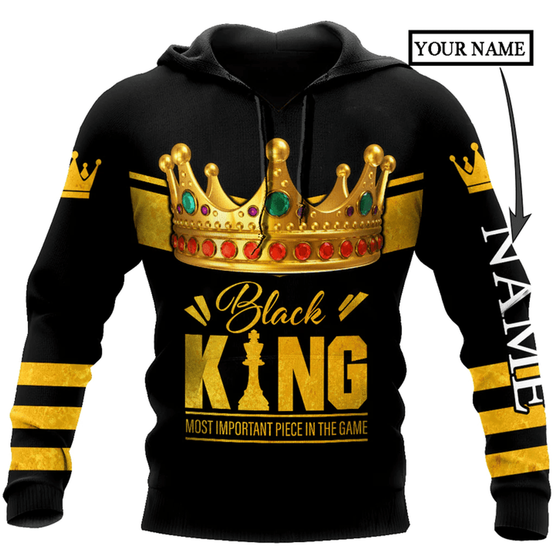 FUNSTUFFPRINT African Culture Custom Name Black King Unisex 3D Hoodie and Zip Hoodie