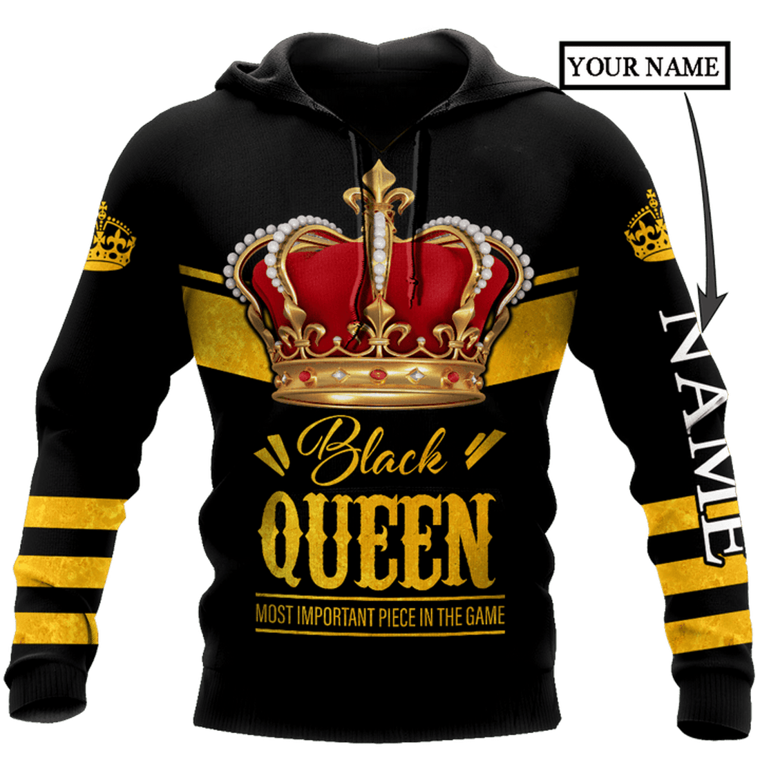 FUNSTUFFPRINT African Culture Custom Name Black Queen Unisex 3D Hoodie and Zip Hoodie